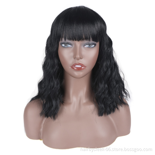 Rebecca Bangs Bob Short Curly  Heat Resistant Wig Fashion Style Chemical Fiber Wig  Loose Hair Lace Front Synthetic Hair Wigs